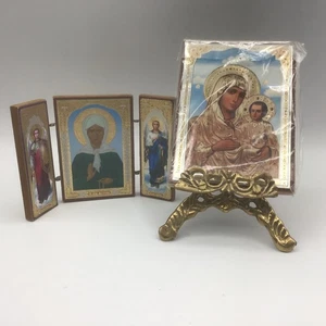 Russian Orthodox icons, triptych of the Virgin Mary & St Matrona of Russia image - Bild 1 von 11