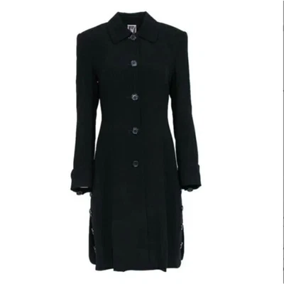 Zelda Black Trench Coat Long Line Pockets Buttons Size 8  - Image 1 of 4