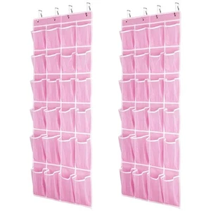 Hanging Shoe Organizer 2Pack, Over The Door Shoe Rack with 24 Mesh Pockets - ... - Picture 1 of 7