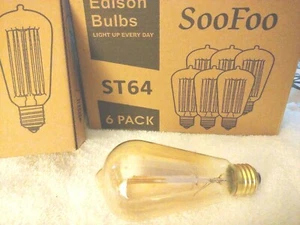 Soo Foo Edison Bulbs 60W 6 Pack ST64 - Picture 1 of 6