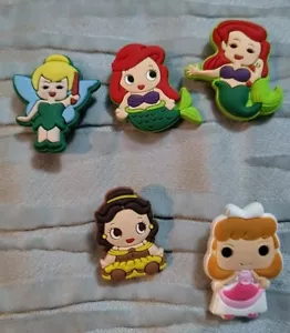 Croc shoe charms Disney princesses: Ariel, Tinkerbell, Belle, Cinderella 5 pcs - Picture 1 of 2