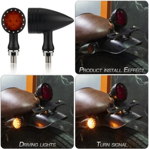 2PCS LED Amber Running Turn Signal Lights Indicators Fit For Harley Motorcycle - Picture 1 of 4