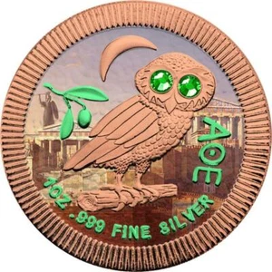 Niue 2020 $2 Athenian Owl - Athens - 1 Oz Silver Coin + Swarovski crystals - Picture 1 of 6
