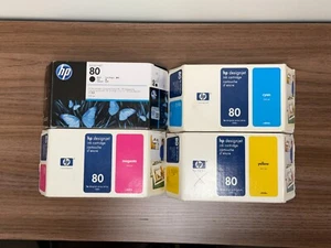 New OEM Full Set of 4 HP 80 Ink Sealed Cartridges - C4871A - Picture 1 of 2