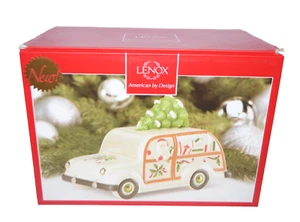 Lenox Holiday Station Wagon Cookie Jar Santa Christmas Tree Holiday - Picture 1 of 6