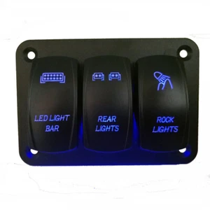 3 Gang 12V/24V Blue LED Toggle Rocker Switch Panel For Car Truck SUV Boat Marine - Picture 1 of 10