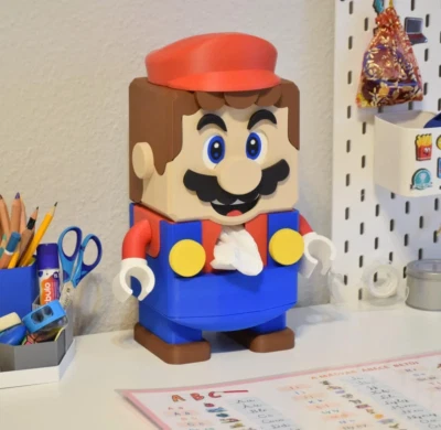 Super Mario Caja de Pajuelos Soporte Dispensador, Decoración Escritorio, Ponderado y Posable Foto 1 de 4