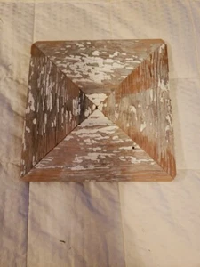 Square 10" BarnWood Display Plate Distressed White Peel Paint Shabby Farmhouse - Picture 1 of 3