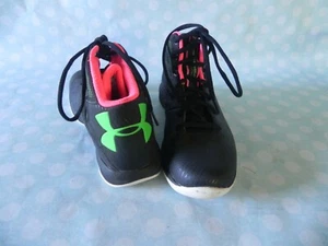 Under Armour Basket Ball 4 Youth Black Pink Green Lace Up - Picture 1 of 10