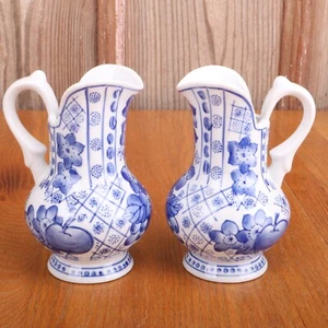 2 brocche fiori blu bianco stile Delft - Foto 1 di 7