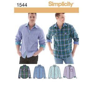 SIMPLICITY 1544 MEN'S SHIRTS Sewing Pattern Sizes 34-42 & 44-52