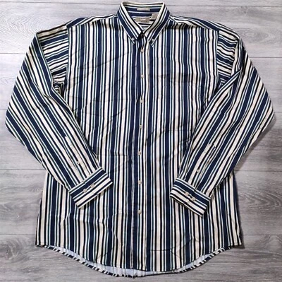 Natural Issue Shirt Adult Large Tall Blue Striped Vintage Button Up Casual Mens - Image 1 of 4