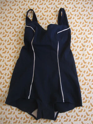 Maillot de Bain Bleu marine Piscine plage 80'S Pop Vintage Swimsuit Femme - 42 - Photo 1/4
