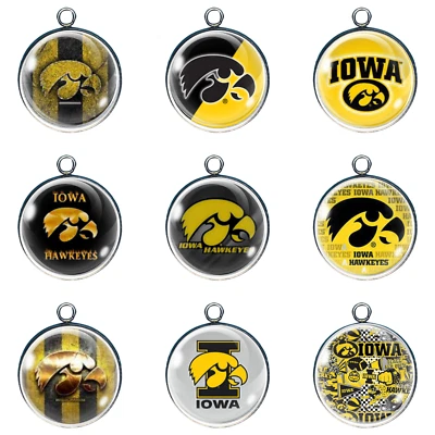 Iowa Hawkeye Glass Cabochon Charms - Image 1 of 4