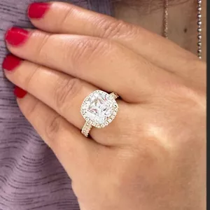 CUSHION CUT MOISSANITE ENGAGEMENT RING BRIDAL RING 14K SOLID YELLOW GOLD 6.00CTW - Picture 1 of 15