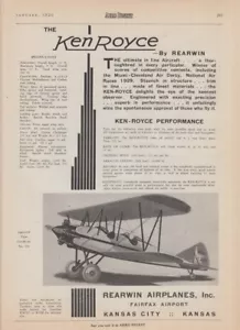 The ultimate in fine aircraft Rearwin Ken-Royce Biplane ad 1930 - Picture 1 of 1