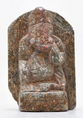 Antigua Estatuilla Ídolo Dios Ganesha Piedra Negra Original Antigua Tallada a Mano Foto 1 de 4