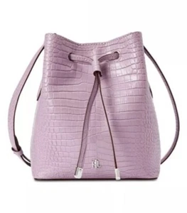 NEW Ralph Lauren Dryden Debby II Mini Leather Crossbody Bucket Bag Lavender - Picture 1 of 11