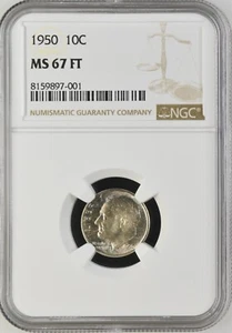 Moneda de diez centavos Roosevelt 1950 10C FB NGC MS67FT 8159897-001 - Imagen 1 de 2