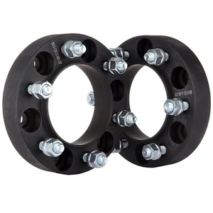 2 QTY 1.5" 6x5 Black Hubcentric Wheel Spacer Adapters CB: 78.1mm M12-1.5 Studs - Picture 1 of 2