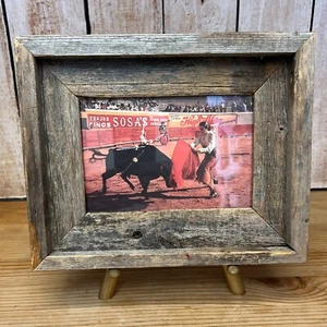 Vintage 1950s Framed Female Bullfighter Hand Made Barnwood 8" x 10" - Picture 1 of 3