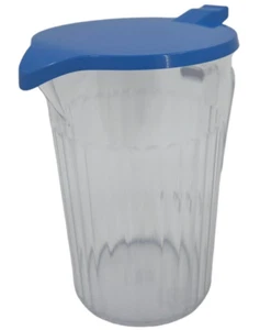 Plastic Water Jug Clear with Blue Lid Polycarbonate Juice Jug 1.5pt / 0.9L - Picture 1 of 3