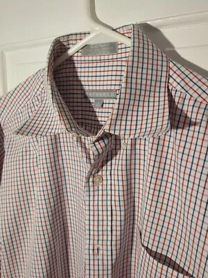 Red White Blue Hathaway Mens 16 34/35 Dress Shirt Sterling Pinpoint Long Sleeve - Image 1 of 4