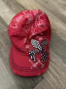Women’s Leader Loga Pink Embellished Cross Distressed Cap - Picture 1 of 3