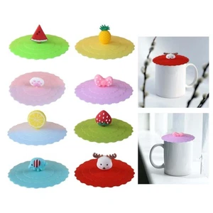 8Pcs Creative Silicone Cup Lids Coffee Mug Cover Wine Mug Drinks Dustproof - Picture 1 of 8
