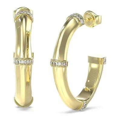 GUESS Bamboo Damen Ohrringe Ohrstecker Bambus Metall Gold  Kristallbesatz  35 mm - Bild 1 von 3