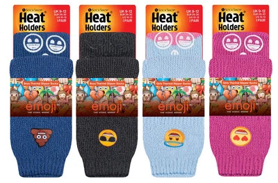 Heat Holders - Childrens Non Slip 2.3 TOG Emoji Thermal Slipper Socks with Grips