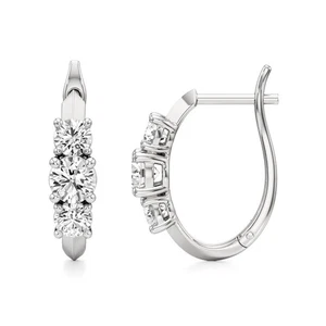 Aretes de diamantes cultivados en laboratorio de corte redondo de 1 quilate de oro de 14 k con certificación IGI - Imagen 1 de 13