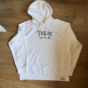 Felpa con cappuccio Tupac Shakur 2Pac - taglia 2XL - bianca grafica stampa posteriore - Foto 1 di 10