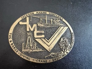 Vintage Belt Buckle Brass JACKSON MARINE COMPANIES CRANE DIVING DREDGE - Picture 1 of 7