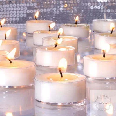Soy Tea Lights Candles 50 Pack Unscented White Tealight Candles Bulk-4 Hours Lon - Image 1 of 4