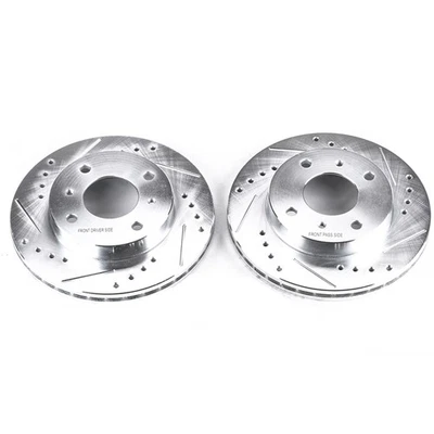 PowerStop Evolution Drilled Slotted Rotors Pair Front For Nissan 240SX - Image 1 of 3