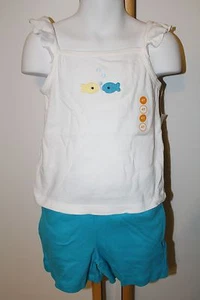 Gymboree Sea Splash Girls Size 4T 4 Fish Top Beach NWT Solid Basic Shorts Knit - Picture 1 of 5