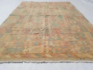 Distressed Fine Vintage Traditional Hand Made Oriental Wool Kilim 6.8x4.9ft - Picture 1 of 12