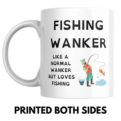 FISHING WANKER Mug, Gift For Fisherman, Angling, Funny Rude Mug For Dad Grandad - Image 1 of 2