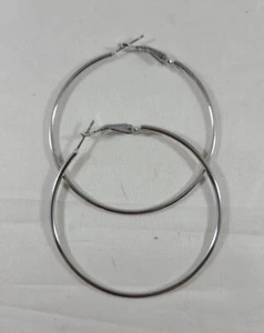 18k Gold Plated 2" Latch Back Hoop Earrings Free Shipping - Picture 1 of 4