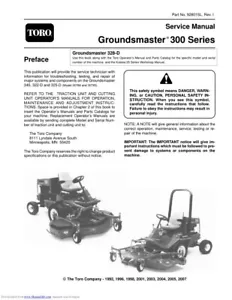 Toro 322 325 345 Service Manual | Groundsmaster | CD OR USB - Picture 1 of 8