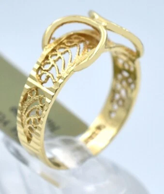 LADIES FILIGREE RING 14K SOLID YELLOW GOLD - NEW WITH TAG - Made in USA - Image 1 of 4