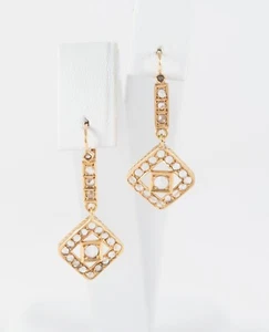 Pendientes antiguos en oro amarillo 18k y zafiros blancos - Imagen 1 de 12