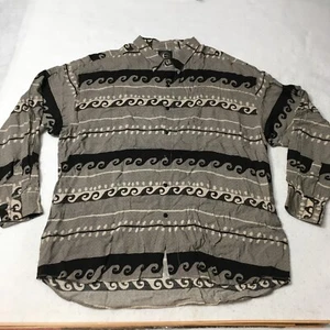 Y2K Chrome Style gray Black Long Sleeve Button Down Cross Shirt - Picture 1 of 8