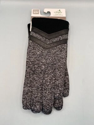 Isotoner подпись женщин черный ребро вязаный флис с подкладкой перчатки размер S/M новый с Ярлыками - Изображение 1 из 3