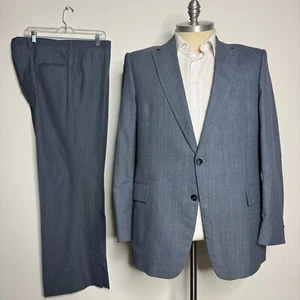 Botany 500 Vintage Men's 48L Blue Check Wool Two-Piece Suit 42W Pants - Picture 1 of 13
