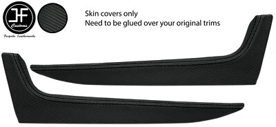 BLACK STITCH 2X DOOR POCKET TRIM CARBON VINYL COVERS FOR SMART ROADSTER 452 - Image 1 of 2