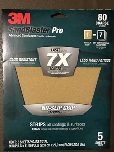 (100er Pack) 3M SandBlaster Pro Schleifpapier 9”x11” Blatt 80er Körnung grob 7X LÄNGER - Bild 1 von 3
