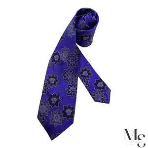 VERSACE XL Blue Medusa Head Logo Arabesque Print Italy Silk Tie W:3.25" EX COND - Picture 1 of 6