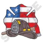 USA FLAG FIRE FIGHTER FOURTH OF JULY BATHROOM TOWELS EMBROIDERED BY LAURA